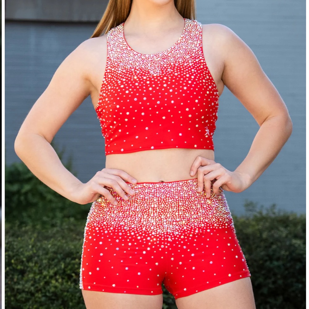 Rebel Athletic CRYSTAL COUTURE LEGENDARY COMPRESSION SHORT AND TANK, size large